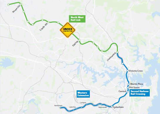 Proposed route for the metro when completed (from Transport for NSW "An overview: Epping to Chatswood Railway"