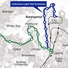 Proposal in 2010 for a light rail extension to Barangaroo (from Sydney Architecture Archive)