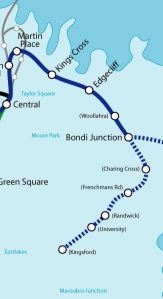 Eastern Suburbs Railway 1967 proposed extension (from Wikipedia)