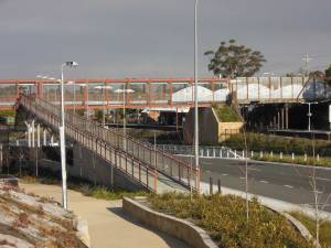 Hazelbrook station has a new pedestrian bridge providing disabled access over the highway and railway, but none to the station.