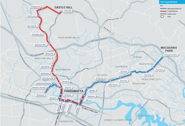 Parramatta City Council preferred light rail options as identified in the feasibility study (Source Parramatta City Council Feasibility Report volume 2)