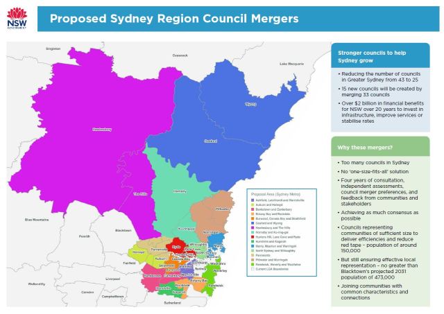 Sydney Metropolitan Area: proposed council mergers