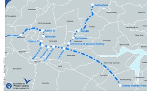 Western Sydney Light Rail proposed corridors (source: Western Sydney University)
