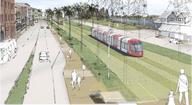 Artist impression of Newcastle light rail