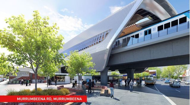 Artist's impression of a station on the elevated Pakenham Line