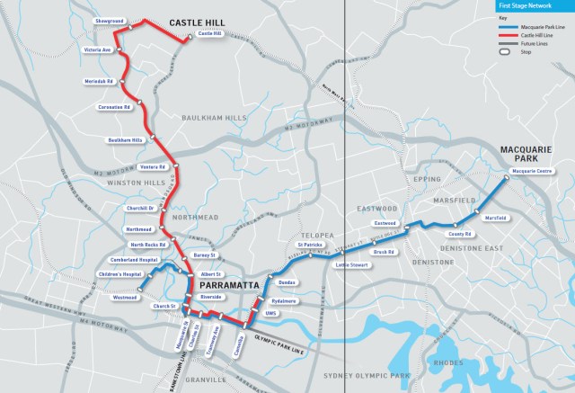 Parramatta City Council's 2013 preferred light rail route options (source: Parramatta City Council)